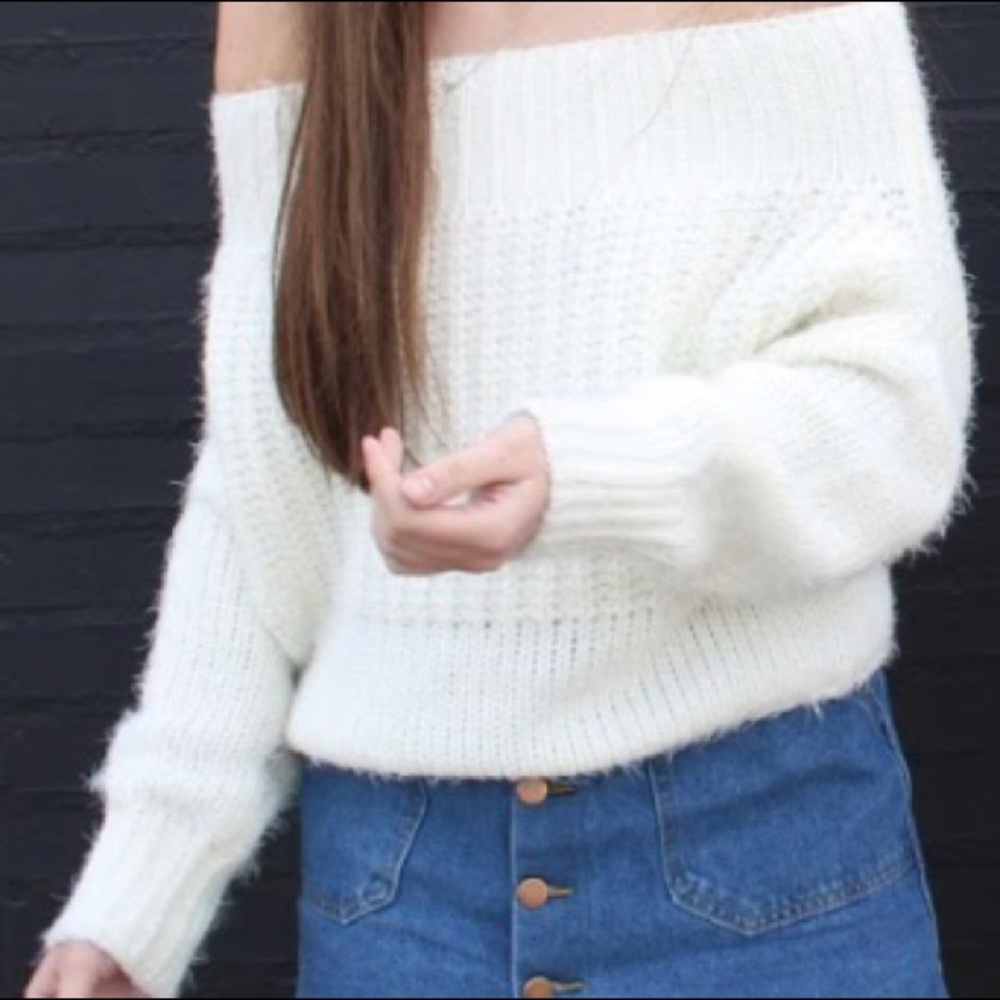 Apricot Lane White off the Shoulder Sweater